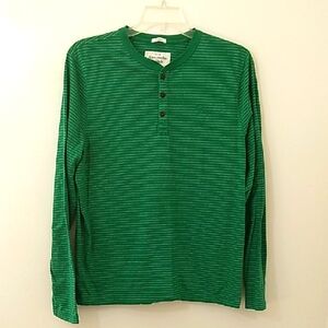 Abercrombie & Fitch Kelly Green‎ Striped Men's Henley Shirt Size XXL Muscle Fit